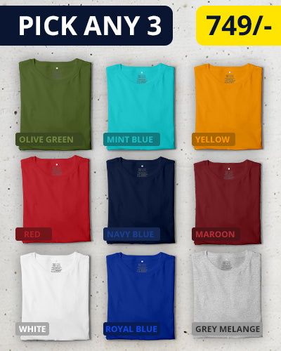 Pick Any 3 - Mens Plain T-shirt Combo
