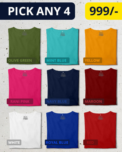 Pick Any 4 - Womens Plain T-shirt Combo