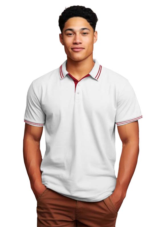 Status Mantra Double Tipping Polo T-Shirt – White Elegance